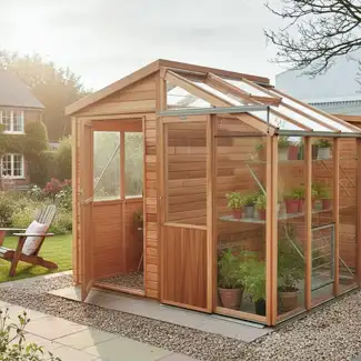 Serre Alton combin&eacute;e avec abri de jardin