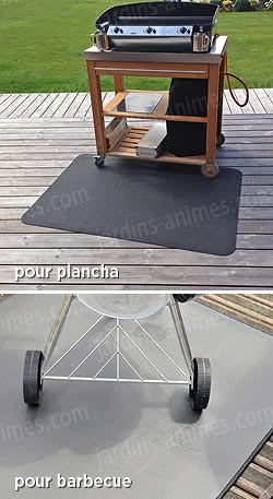 Tapis de sol à placer sur sa terrasse pour la protéger des protectiosn de graisse des planchas ou des barbecues. 