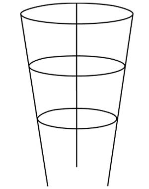 Tuteur en cône inversé avec 3 anneaux de soutien pour plantes à massifs