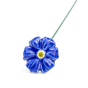 Lien vers un produit variante ou accessoire : Mini bleuet bleu foncé - Fleur en céramique sur tige à planter