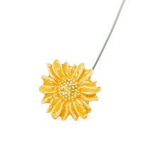 Petite marguerite des prés jaune - Fleur en céramique sur tige à planter