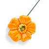 Mini pavot orange - Fleur en céramique sur tige à planter