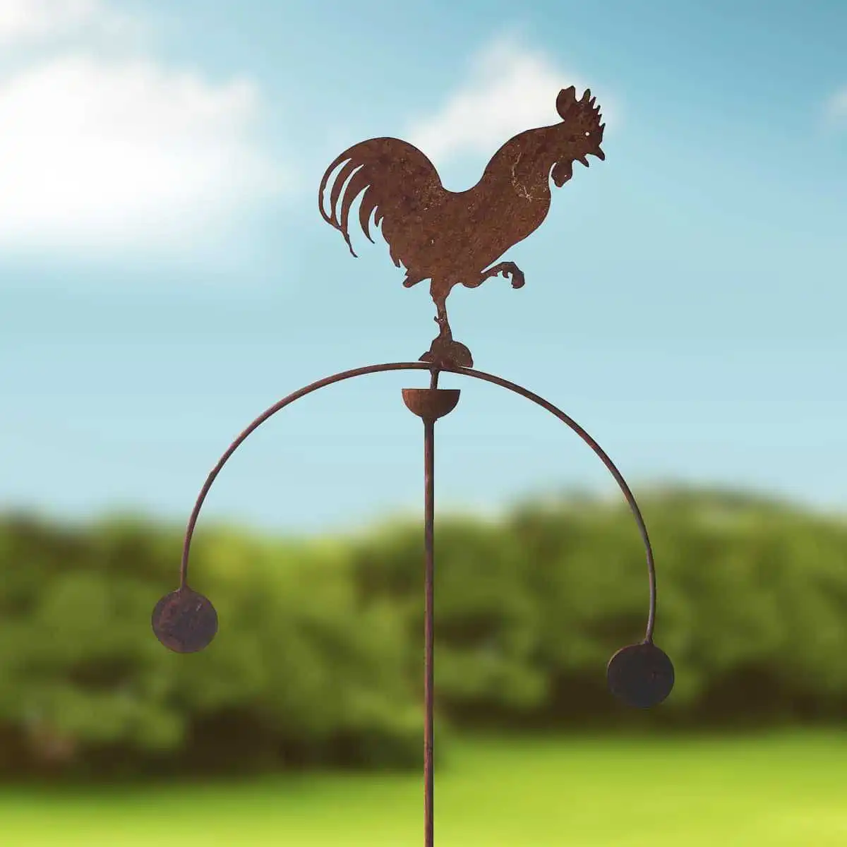 Mobile de jardin à balancier en fer - Coq  Mobile de jardin à balancier en fer - Coq