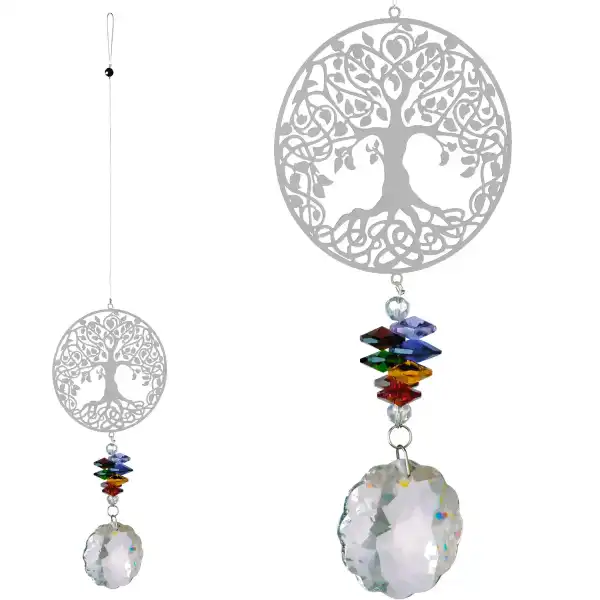mobile cristal arbre argent