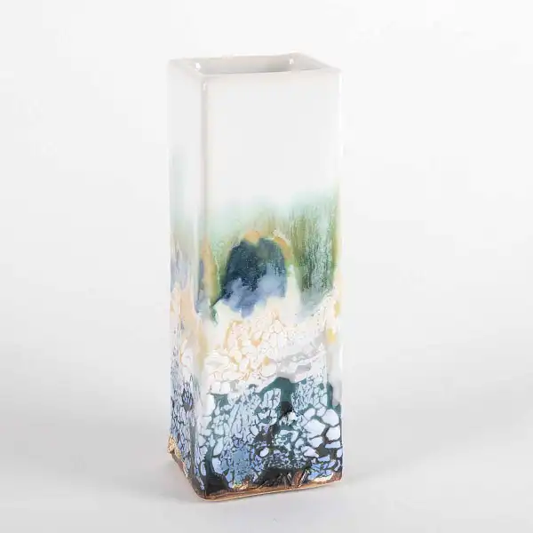moyen vase gres email fleurs  moyen vase gres email fleurs