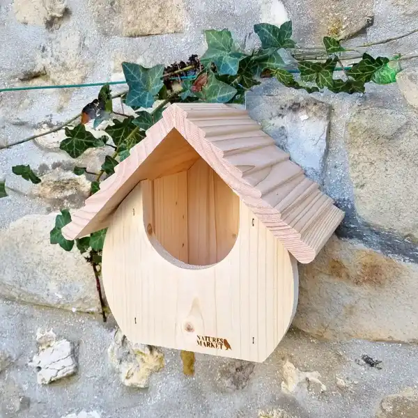 nichoir rouge gorge bois arrondi