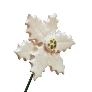 Lien vers un produit variante ou accessoire : Fleur en céramique sur tige à planter - Fleur de noël blanche
