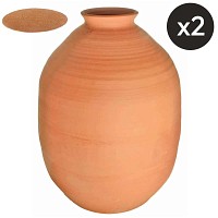 Olla pot en terre cuite à enterrer - 20 litres - lot de 2