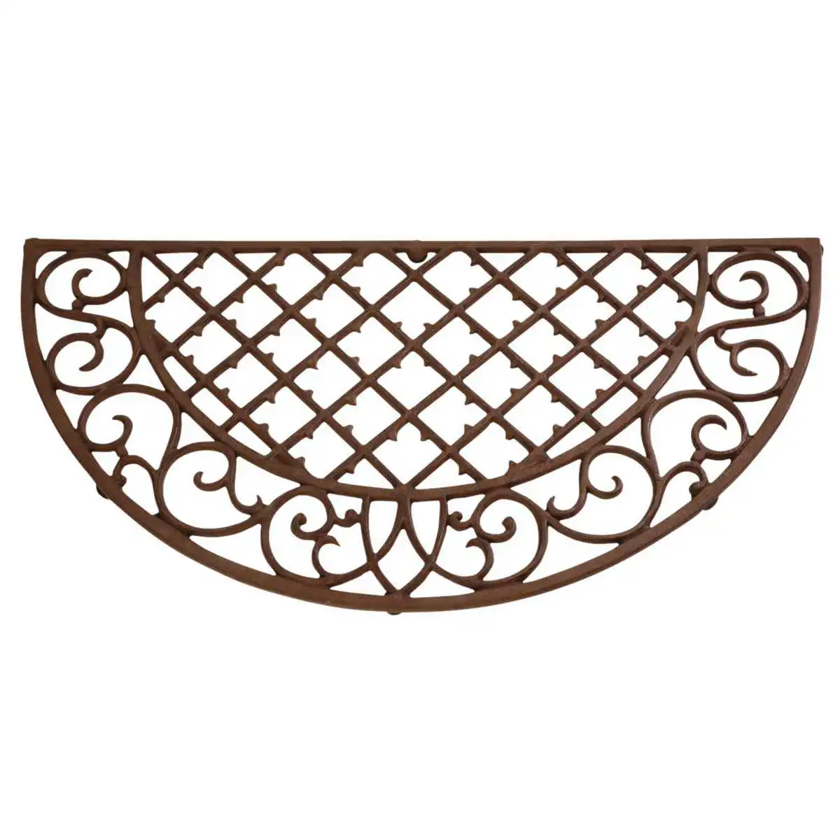 Paillasson en fonte demi lune motifs arabesques 67x34cm  Paillasson en fonte demi lune motifs arabesques 67x34cm
