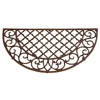 Paillasson en fonte demi lune motifs arabesques 67x34cm  Paillasson en fonte demi lune motifs arabesques 67x34cm