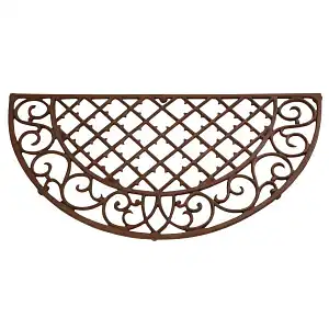Paillasson en fonte demi lune motifs arabesques 67x34cm  Paillasson en fonte demi lune motifs arabesques 67x34cm
