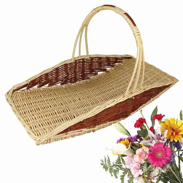 panier osier plat fleurs