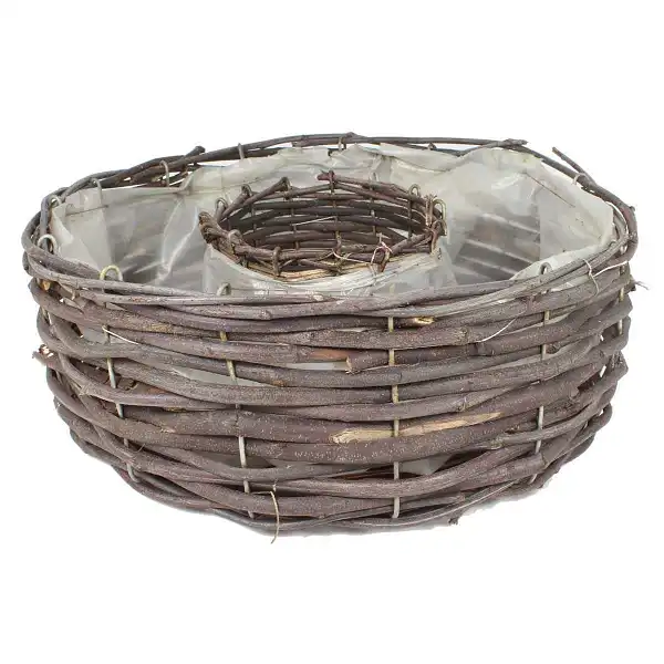 panier rond art floral osier plastifie