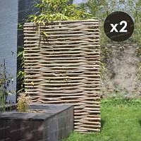 Panneau noisetier 120x180 - tressage horizontal - lot de 2