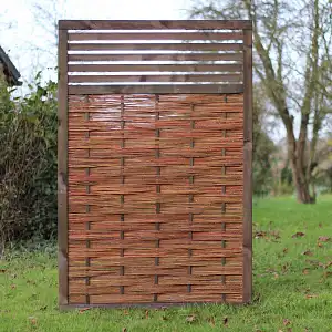 Panneau ajouré pin FSC et osier tressé 120x180cm