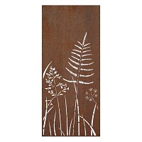 Panneau décoratif en acier corten L.80 x H.180cm - Fougère et graminées