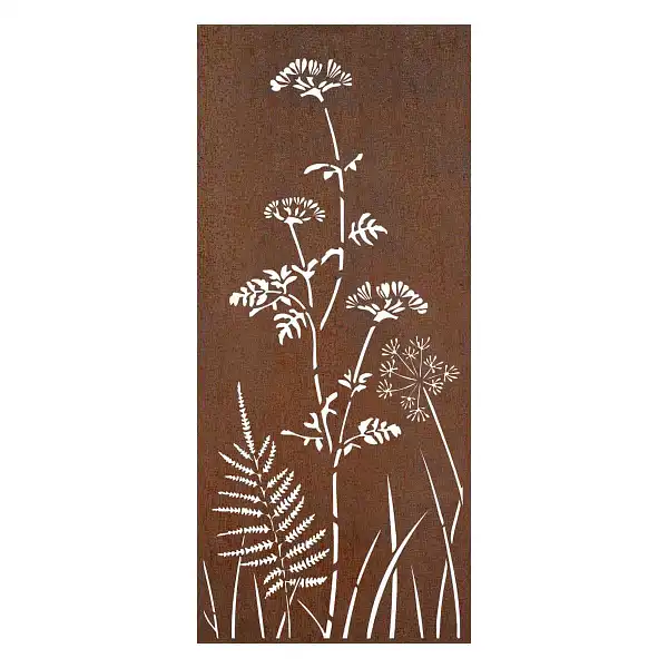 panneau deco corten fleurs 2