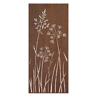 Panneau décoratif en acier corten L.80 x H.180cm - Allium et graminées