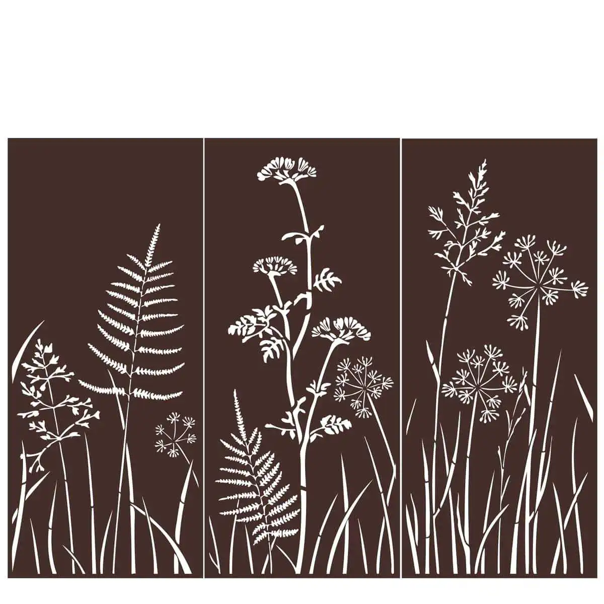 Panneaux décoratifs en métal L.240 x H.180cm - Scène végétale - Marron - lot de 3  Panneaux décoratifs en métal L.240 x H.180cm - Scène végétale - Marron - lot de 3