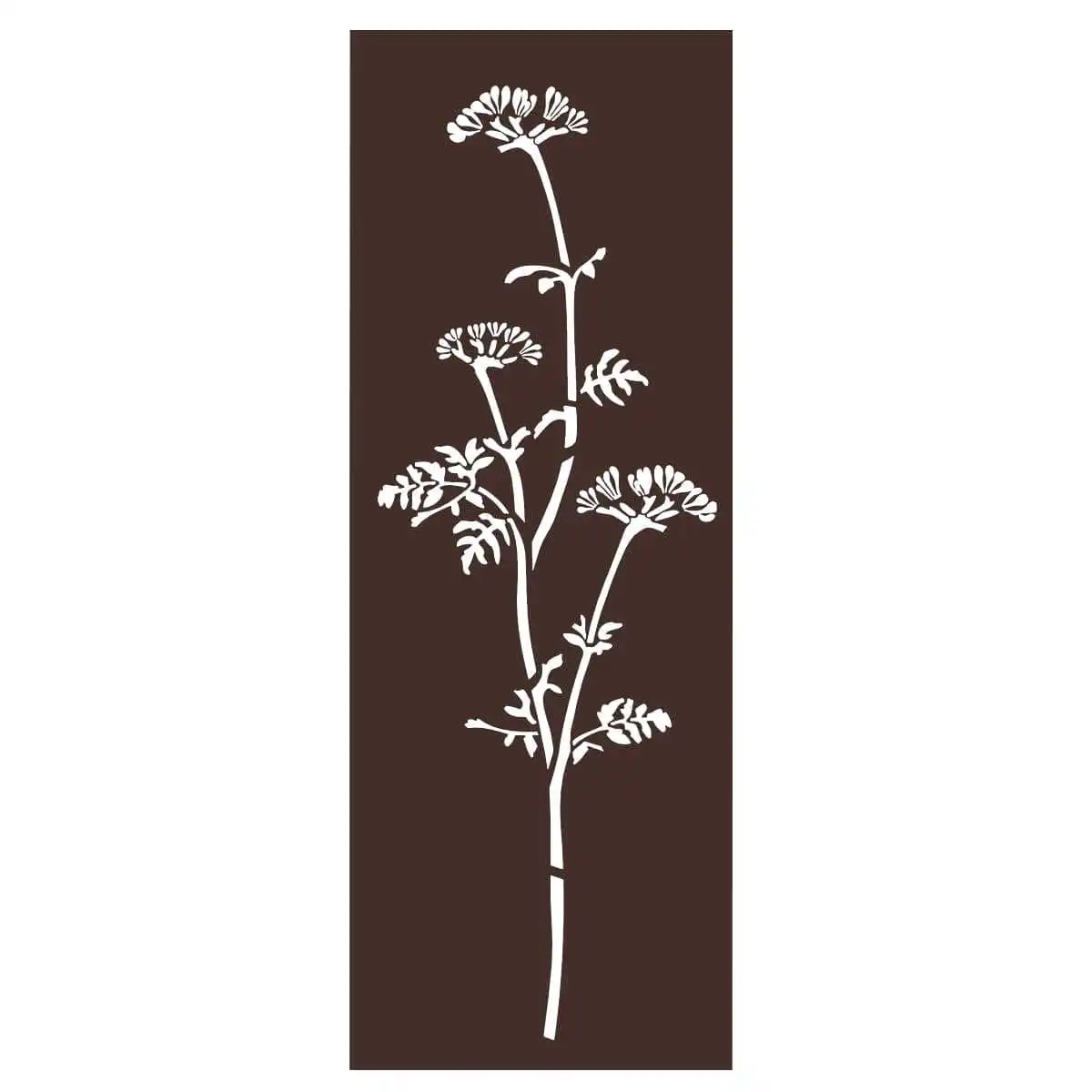 Panneau décoratif extérieur en métal L.53 x H.144cm - Ombellifères marron  Panneau décoratif extérieur en métal L.53 x H.144cm - Ombellifères marron