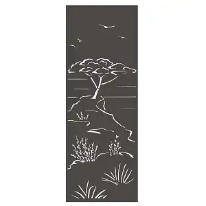 Panneau décoratif extérieur en métal L.53 x H.144cm - Pin parasol gris