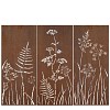 Panneaux décoratifs en acier corten L.240 x H.180cm - Scène végétale - lot de 3