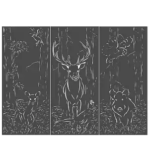 Lien vers un produit variante ou accessoire : Panneaux décoratifs en métal L.240 x H.180cm Gris - Scène foret - lot de 3