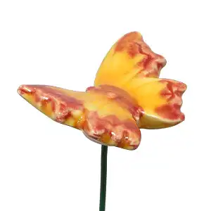 Papillon en céramique sur tige à planter - Jaune