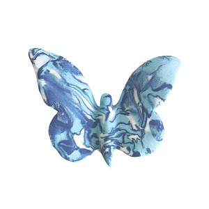 Papillon en céramique artisanal - bleu marbré