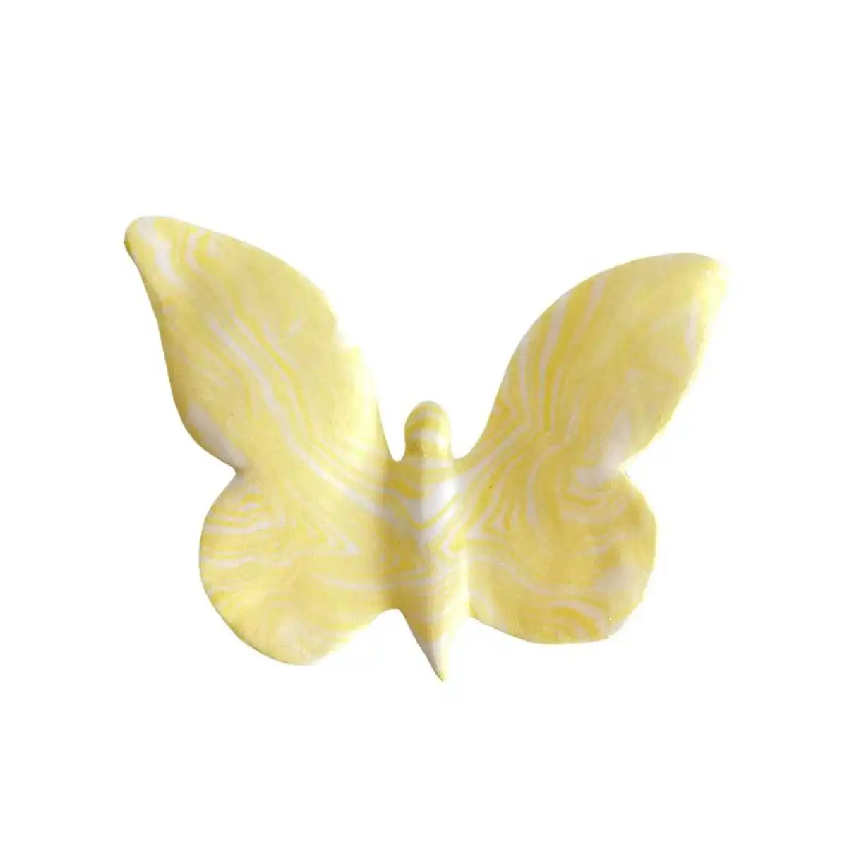 Papillon en céramique artisanal - jaune marbré  Papillon en céramique artisanal - jaune marbré
