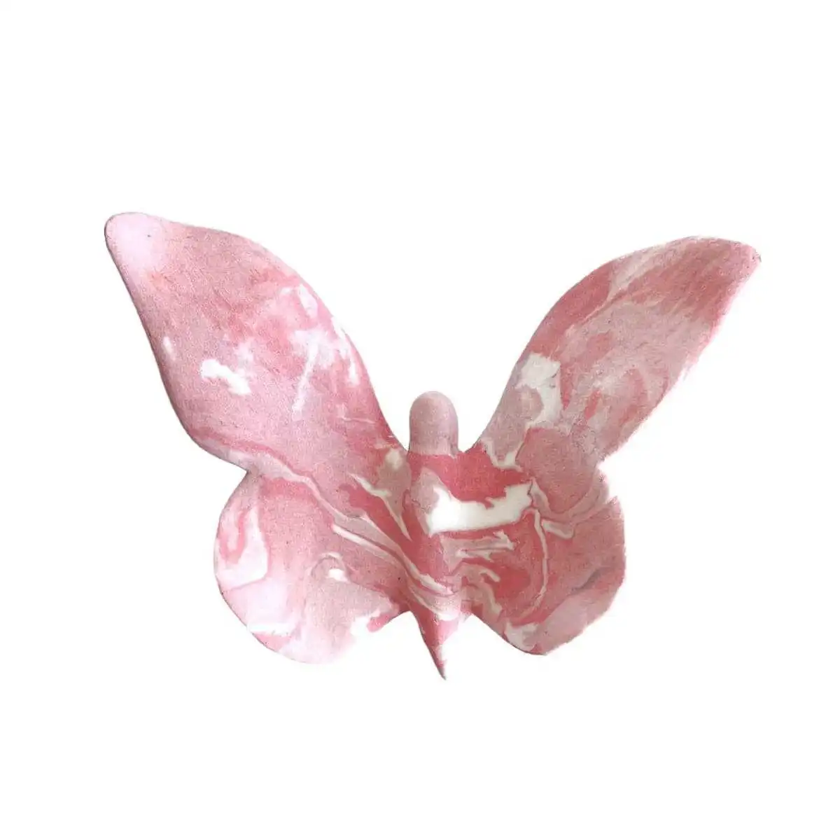 Papillon en céramique artisanal - rose marbré  Papillon en céramique artisanal - rose marbré