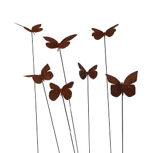 Silhouette papillons en métal rouillé - 12 pièces