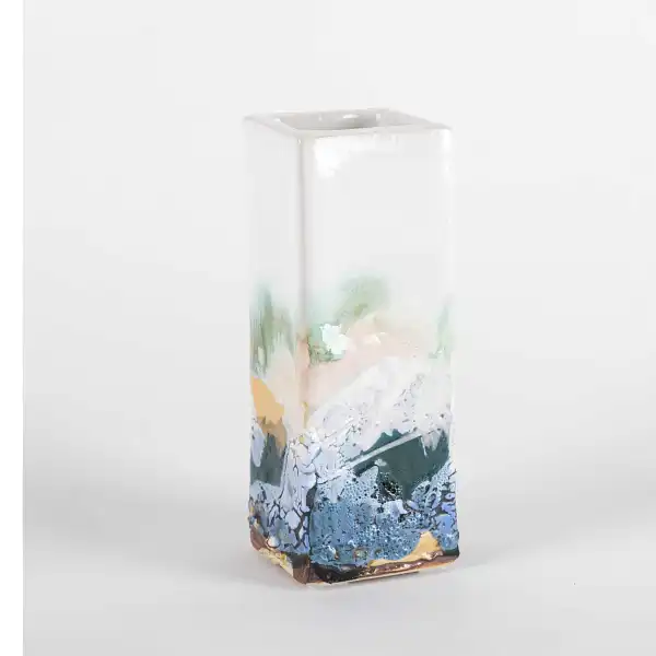 petit vase gres email fleurs  petit vase gres email fleurs