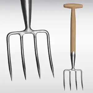 Petite fourche Sneeboer en inox et manche en frêne
