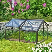 Mini serre de jardin - Châssis froid en aluminium noir et verre trempé L.124 x l.89 x H.71cm
