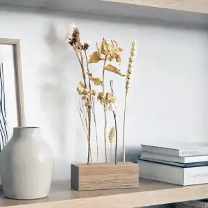 Support pour fleurs séchées en bois, fabrication artisanale - L.12 x l.4 x H.4cm