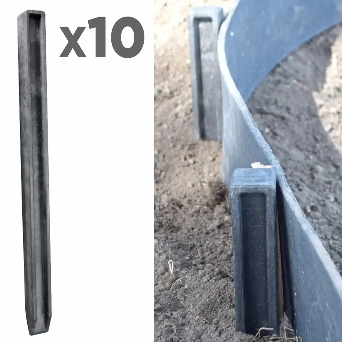 10 piquets en plastique pour bordure Bassin H. 58cm  10 piquets en plastique pour bordure Bassin H. 58cm