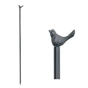 Piquet de fixation décoratif pour clôture PRATIC en métal noir - D.1,6 x H.123cm - Oiseau posé