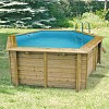 Piscine en bois Azura Ubbink, diam. 4,10m - H. 1,20m + bache à bulles