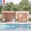 Poolhouse en bois 18m2 - Douglas 55mm fabrication française L. 6,04 x l. 2,9 x H. 2,58m