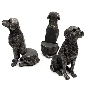 Porte plante Support pot de fleurs - CHIEN Labrador assis - Lot de 3