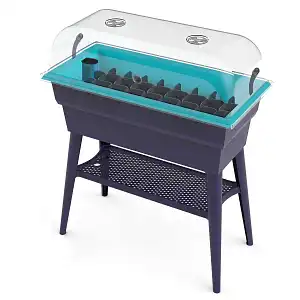 Potager sur pieds avec cloche à semis Calipso COMBI 40L - Turquoise