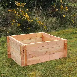 Carré Potager Surélevé En Aluminium 235x77x77 Cm - Design Bois, Facile à Monter, Sans Entretien