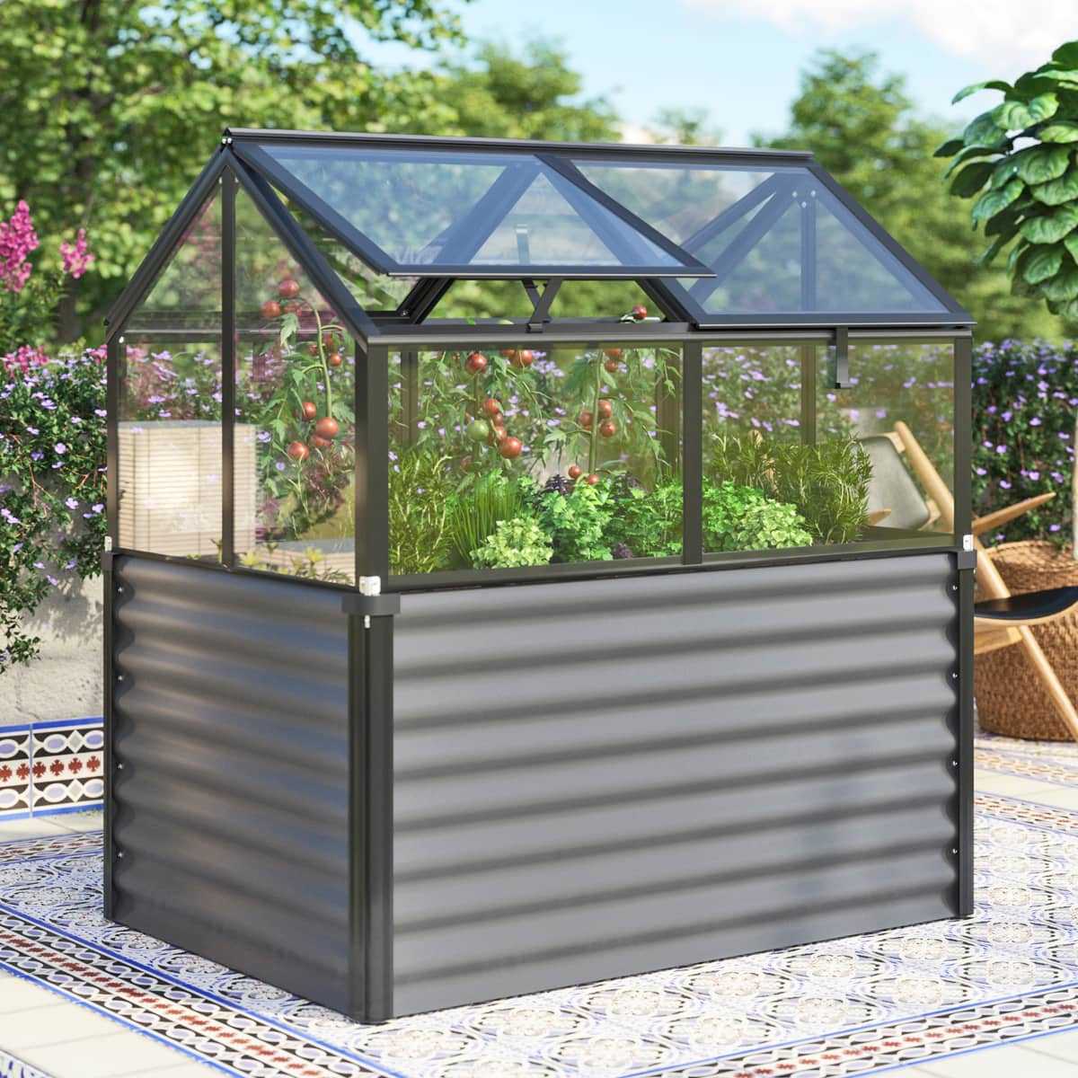 potager sureleve serre alu noir
