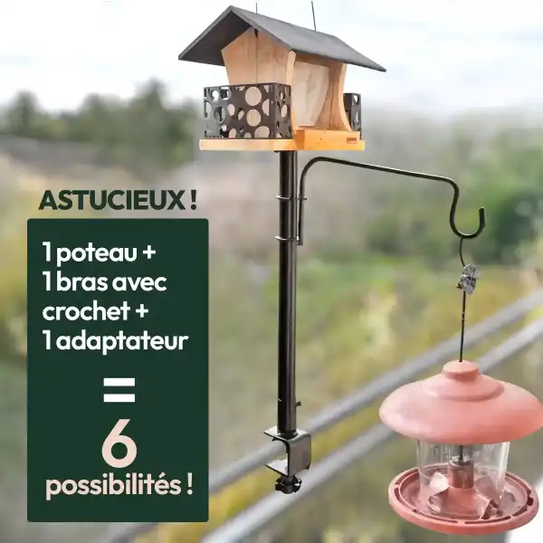 poteau astucieux mangeoires oiseaux balcon