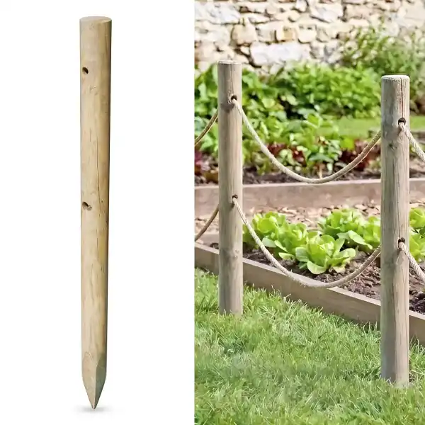 poteau bois cloture corde 100cm 2