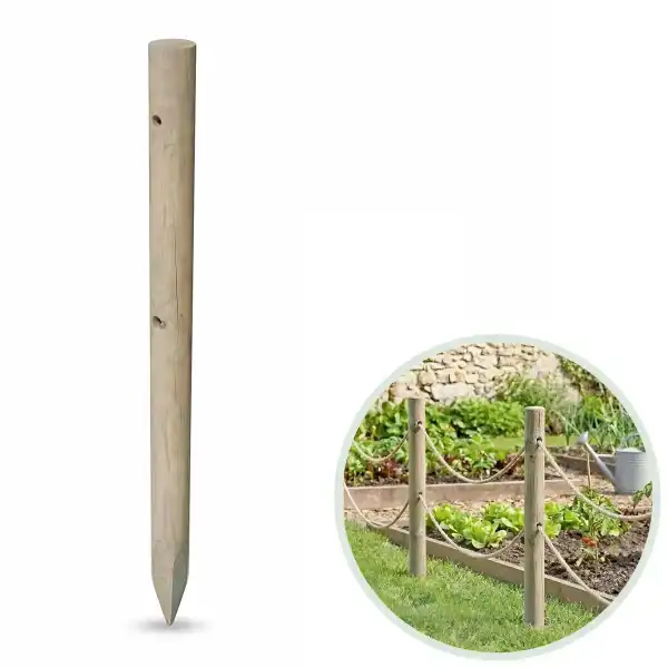 poteau bois cloture corde 100cm