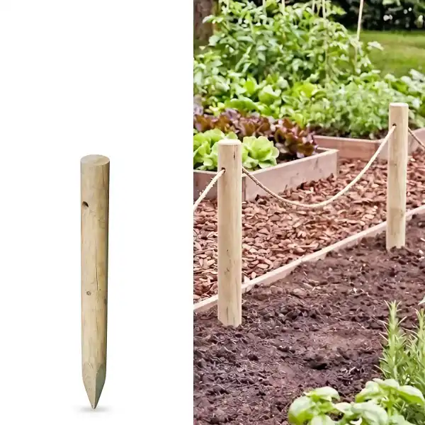 poteau bois cloture corde 70cm 2