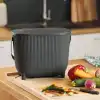Poubelle à compost anti odeur pour cuisine 10L avec filtre charbon, Gris anthracite - L.31,5 x l.22 x H.25cm