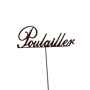 Inscription Poulailler sur tige en métal rouillé